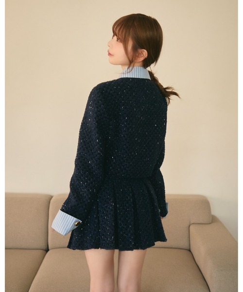 TITTY&CO.(ティティーアンドコー)の「ラメツイードジャケット&プリーツスカート セットアップ(セットアップ・レディース・ネイビー/グレー・FREE)」の12枚目の写真