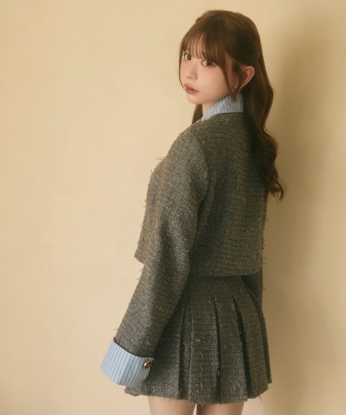 Me roir ラメツイードジャケット プリーツラメツイードスカート セット