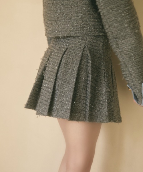 セール】ラメツイードジャケット＆プリーツスカート セットアップ