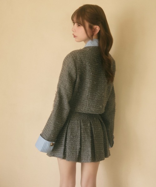 TITTY&CO.(ティティーアンドコー)の「ラメツイードジャケット&プリーツスカート セットアップ(セットアップ・レディース・ネイビー/グレー・FREE)」の18枚目の写真