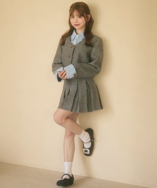 TITTY&CO.(ティティーアンドコー)の「ラメツイードジャケット&プリーツスカート セットアップ(セットアップ・レディース・ネイビー/グレー・FREE)」の21枚目の写真