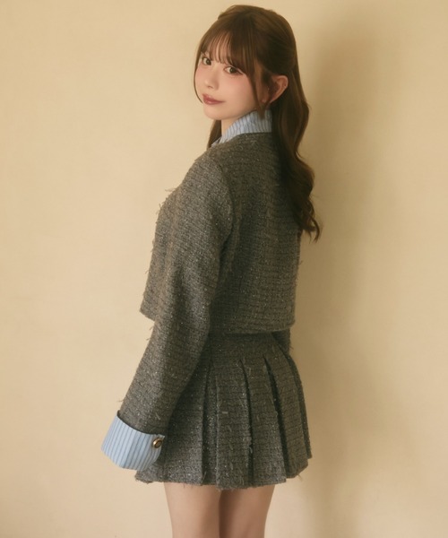 セール】ラメツイードジャケット＆プリーツスカート セットアップ