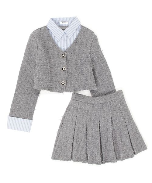 トリニティドラフト　フルセット セール】ラメツイードジャケット＆プリーツスカート セットアップ