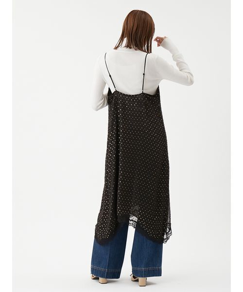 セール】レースデザイン箔ドットキャミワンピース（ワンピース）｜Mila