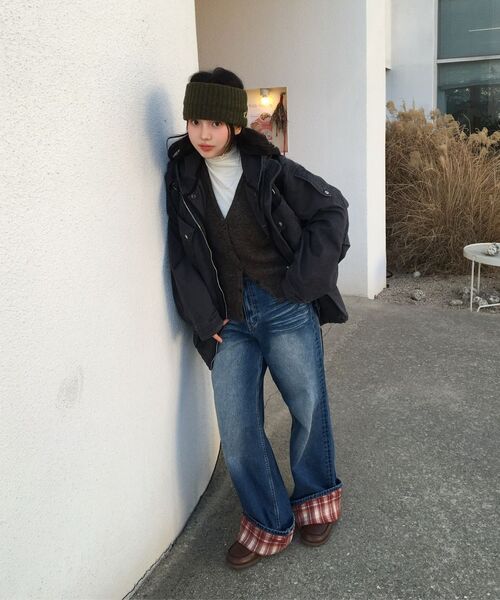 WaiKei（ワイケイ）の「チェックアプリケロールアップコットンパンツブラック（その他パンツ・レディース・その他・1/2/4/3）」の7枚目の写真