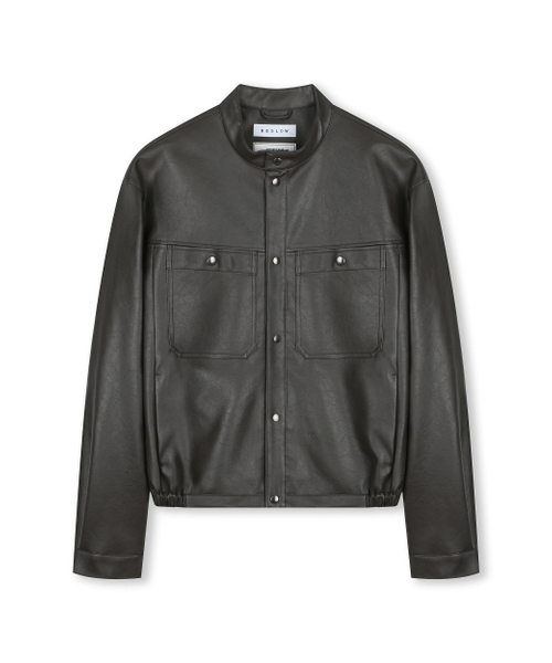 BESLOW(ビースロー)の「VEGAN LEATHER STAND COLLAR JACKET DARK MOCHA(ライダースジャケット・メンズ・その他・SMALL/MEDIUM/LARGE/X-LARGE)」の1枚目の写真
