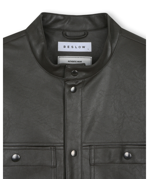 BESLOW(ビースロー)の「VEGAN LEATHER STAND COLLAR JACKET DARK MOCHA(ライダースジャケット・メンズ・その他・SMALL/MEDIUM/LARGE/X-LARGE)」の15枚目の写真