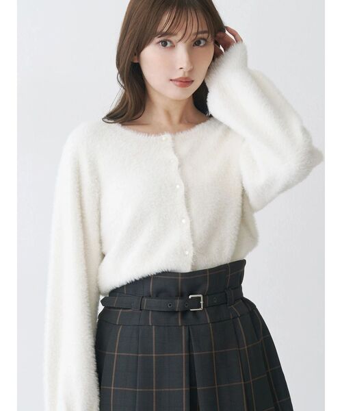 MERCURYDUO（マーキュリーデュオ）の「ミニシャギークルーネックカーディガン（カーディガン/ボレロ・レディース・ブルー/アイボリー・FREE）」の3枚目の写真