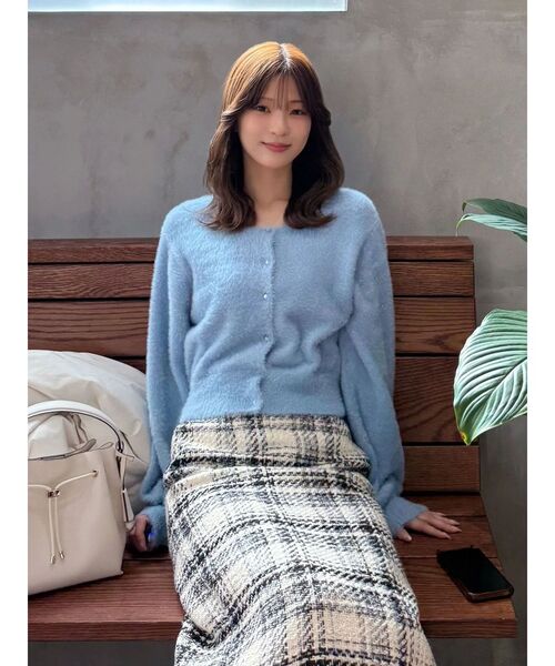 MERCURYDUO（マーキュリーデュオ）の「ミニシャギークルーネックカーディガン（カーディガン/ボレロ・レディース・ブルー/アイボリー・FREE）」の14枚目の写真