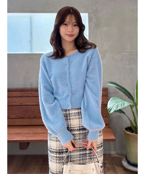 MERCURYDUO（マーキュリーデュオ）の「ミニシャギークルーネックカーディガン（カーディガン/ボレロ・レディース・ブルー/アイボリー・FREE）」の15枚目の写真