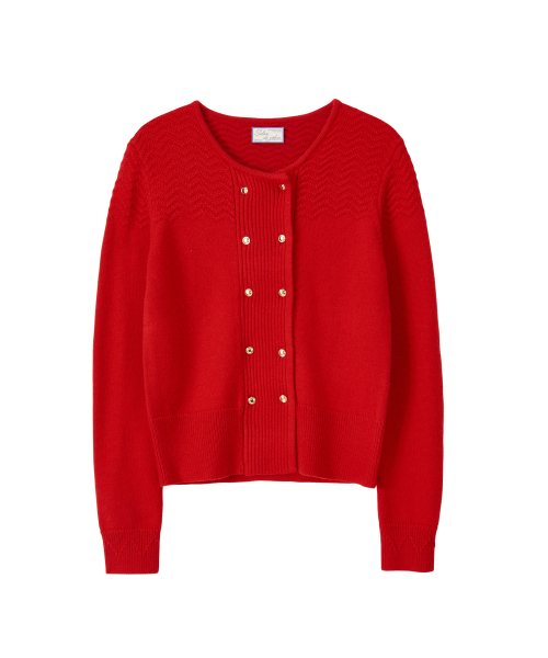 Camille Double Button Cardigan_ Red（カーディガン/ボレロ）｜SALON