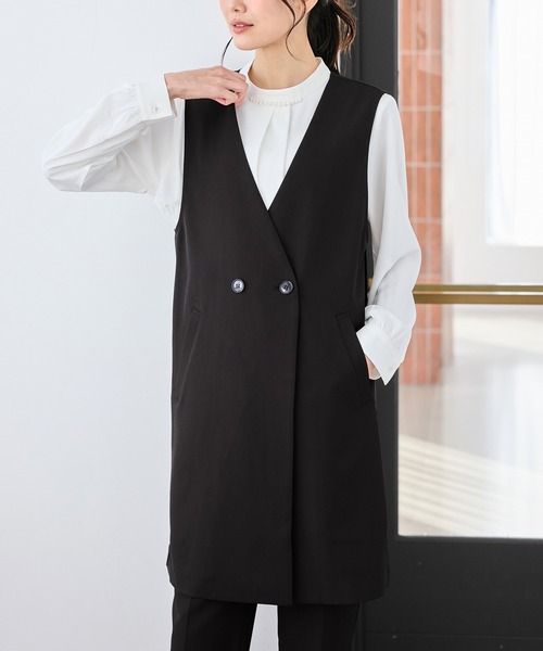 Honeys（ハニーズ）の「【ストレッチ・ウォッシャブル・イージーケア】ロングジレ（ベスト・レディース・ネイビー/ライトグレー系2/ライトグレー系1/ブラック・3L/L/LL/M/S）」の9枚目の写真