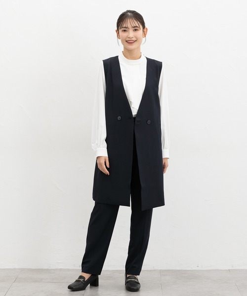 Honeys（ハニーズ）の「【ストレッチ・ウォッシャブル・イージーケア】ロングジレ（ベスト・レディース・ネイビー/ライトグレー系2/ライトグレー系1/ブラック・3L/L/LL/M/S）」の11枚目の写真