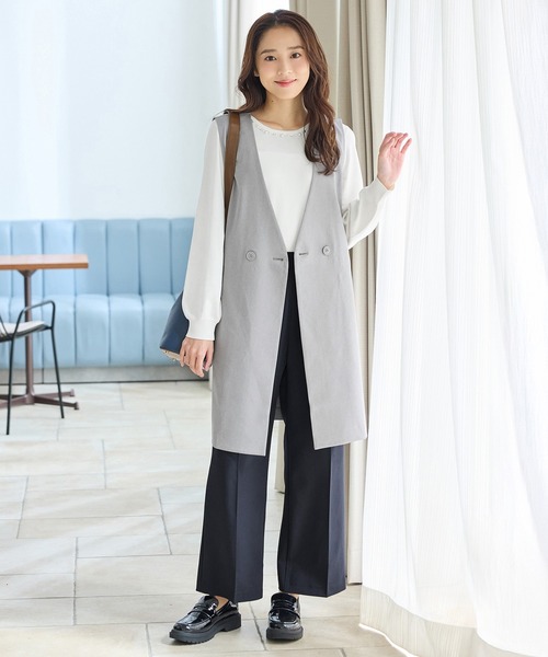 Honeys（ハニーズ）の「【ストレッチ・ウォッシャブル・イージーケア】ロングジレ（ベスト・レディース・ネイビー/ライトグレー系2/ライトグレー系1/ブラック・3L/L/LL/M/S）」の14枚目の写真