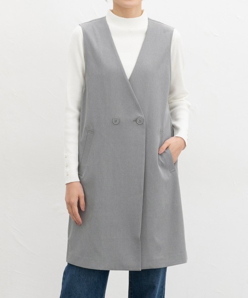 Honeys（ハニーズ）の「【ストレッチ・ウォッシャブル・イージーケア】ロングジレ（ベスト・レディース・ネイビー/ライトグレー系2/ライトグレー系1/ブラック・3L/L/LL/M/S）」の18枚目の写真