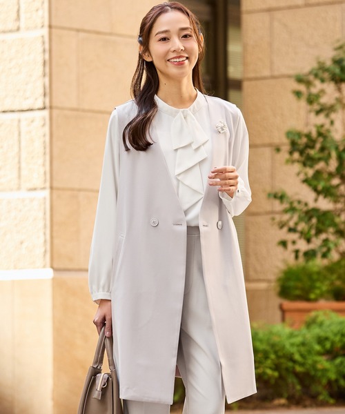 Honeys（ハニーズ）の「【ストレッチ・ウォッシャブル・イージーケア】ロングジレ（ベスト・レディース・ネイビー/ライトグレー系2/ライトグレー系1/ブラック・3L/L/LL/M/S）」の22枚目の写真