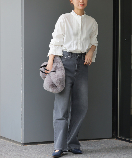 JOURNAL STANDARD relume(ジャーナルスタンダード レリューム)の「《WEB限定追加》コットンブロードフリルブラウス(シャツ/ブラウス・レディース・ホワイト/ブルー系その他/ネイビー・FREE)」の10枚目の写真