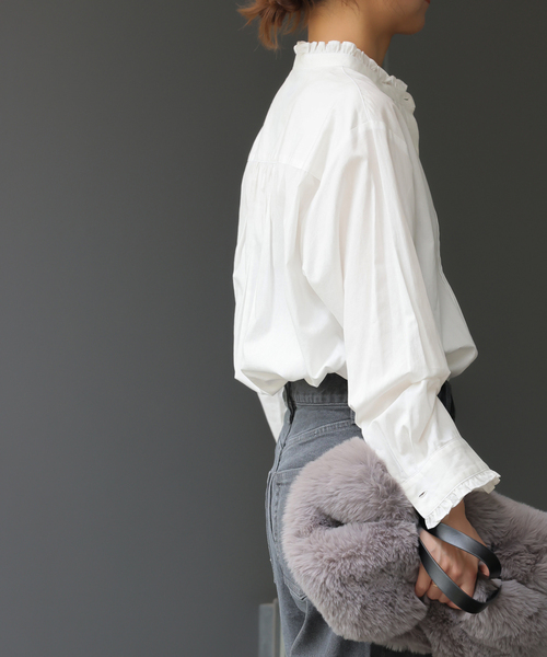 JOURNAL STANDARD relume(ジャーナルスタンダード レリューム)の「《WEB限定追加》コットンブロードフリルブラウス(シャツ/ブラウス・レディース・ホワイト/ブルー系その他/ネイビー・FREE)」の16枚目の写真