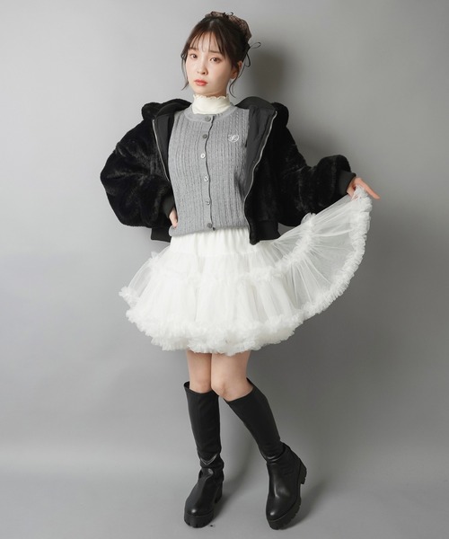 SPINNS（スピンズ）の「ペインターフリルミニスカート（スカート・レディース・チャコール/ブラック/オフホワイト・ONESIZE）」の11枚目の写真