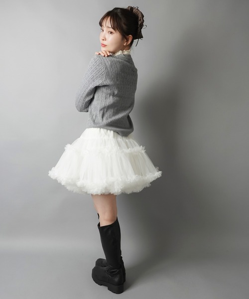 SPINNS（スピンズ）の「ペインターフリルミニスカート（スカート・レディース・チャコール/ブラック/オフホワイト・ONESIZE）」の13枚目の写真