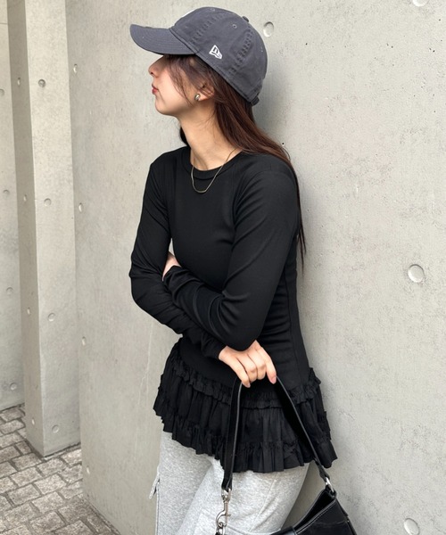 MYMOOD.(マイムード)の「裾フリルロングスリーブ カットソー(Tシャツ/カットソー・レディース・ブラック/アイボリー・FREE)」の19枚目の写真