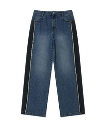 PHOS333（フォースサンサンサン）の「Two tone Panel Jean/Blue（デニムパンツ）」