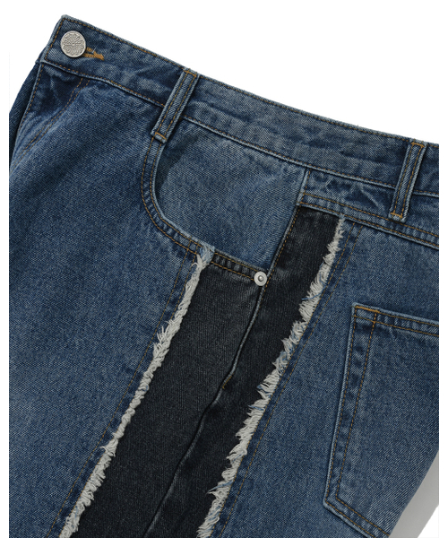 PHOS333（フォースサンサンサン）の「Two tone Panel Jean/Blue（デニムパンツ・レディース・その他・MEDIUM/LARGE）」の4枚目の写真