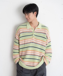 bashful base Oriental（バッシュフルベースオリエンタル）の「【bbO】マルチボーダーポロニット（ニット/セーター）」