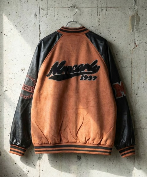 WESTBOY（ウエストボーイ）の「オーバーサイズ スタジャン 軽量 フェイクレザー ストリート WO25W14OT01（スタジャン・メンズ・ブラウン/グレー・XL/M/L）」の7枚目の写真