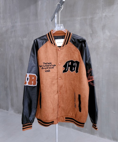 WESTBOY（ウエストボーイ）の「オーバーサイズ スタジャン 軽量 フェイクレザー ストリート WO25W14OT01（スタジャン・メンズ・ブラウン/グレー・XL/M/L）」の8枚目の写真