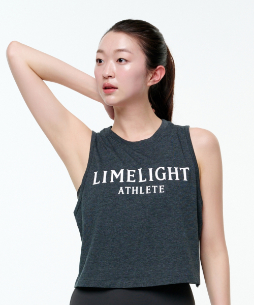 LIMELIGHT APPAREL(ライムライトアパレル)の「アスリット レディース クロップスリーブレス (チャコールメランジ/ホワイト)(Tシャツ/カットソー・レディース・その他・SMALL/MEDIUM/LARGE)」の1枚目の写真