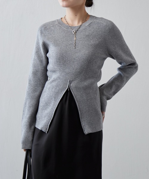 Lui's（ルイス）の「フロントZIPデザインニット（ニット/セーター・レディース・グリーン/ライトグレー/ブラック・FREE）」の6枚目の写真