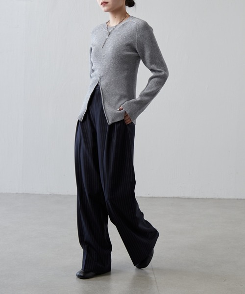 Lui's（ルイス）の「フロントZIPデザインニット（ニット/セーター・レディース・グリーン/ライトグレー/ブラック・FREE）」の13枚目の写真