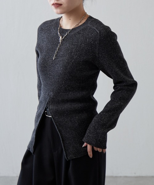 Lui's（ルイス）の「フロントZIPデザインニット（ニット/セーター・レディース・グリーン/ライトグレー/ブラック・FREE）」の14枚目の写真