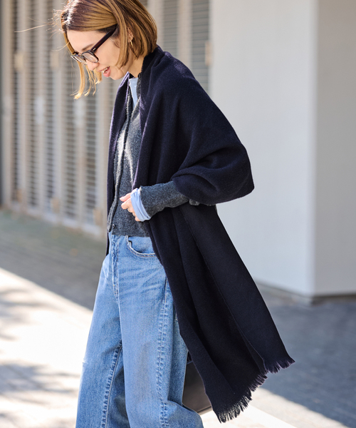 FRAMeWORK（フレームワーク）の「≪新色 / 追加≫MYLAB ヴァージンウールストール（マフラー・レディース・グレー/レッド系その他/ネイビー・FREE）」の2枚目の写真