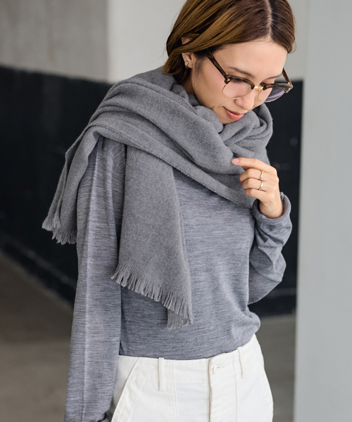 FRAMeWORK（フレームワーク）の「≪新色 / 追加≫MYLAB ヴァージンウールストール（マフラー・レディース・グレー/レッド系その他/ネイビー・FREE）」の20枚目の写真