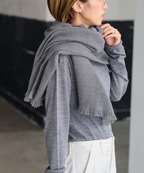 FRAMeWORK（フレームワーク）の「≪新色 / 追加≫MYLAB ヴァージンウールストール（マフラー・レディース・グレー/レッド系その他/ネイビー・FREE）」の21枚目の写真