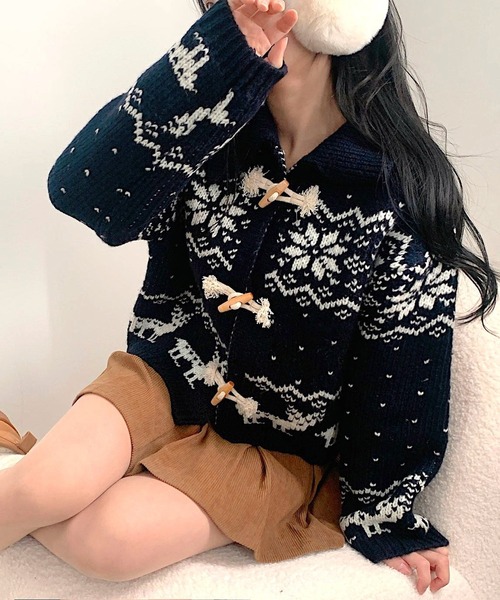 UNUS ノルディックアームカーディガン（ボレロ） n'OrLABELノルディック柄ニットカーディガン』