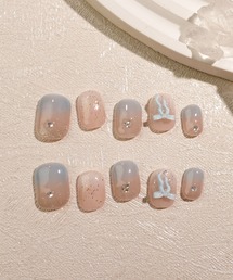 Anail（エーネイル）の「ブラウンニュアンスゴールドミラーラインシェルホイルオーバルネイルチップ9 冬ネイル（ネイルシール/ネイルチップ）」