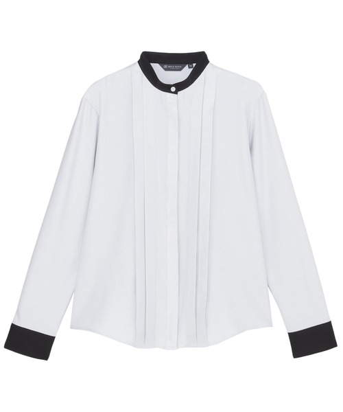 TOKYO SHIRTS(トウキョウシャツ)の「COFREX スタンド 配色ブラウス 長袖 レディースデザインシャツ(シャツ/ブラウス・レディース・グレー・S/M/L/LL/XL)」の1枚目の写真