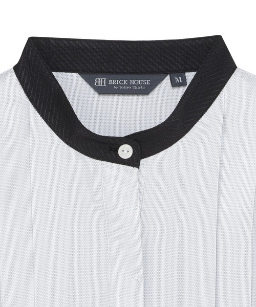 TOKYO SHIRTS(トウキョウシャツ)の「COFREX スタンド 配色ブラウス 長袖 レディースデザインシャツ(シャツ/ブラウス・レディース・グレー・S/M/L/LL/XL)」の3枚目の写真