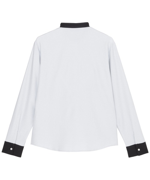 TOKYO SHIRTS(トウキョウシャツ)の「COFREX スタンド 配色ブラウス 長袖 レディースデザインシャツ(シャツ/ブラウス・レディース・グレー・S/M/L/LL/XL)」の2枚目の写真