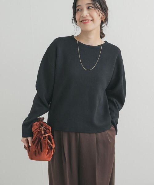 URBAN RESEARCH DOORS（アーバンリサーチドアーズ）の「ショート丈コンパクトニット（ニット/セーター・レディース・ブラック/グレー/ロイヤルブルー・FREE）」の2枚目の写真