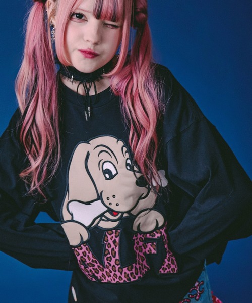 GALFY(ガルフィー)の「GALFY-ばーばの切り貼りリメイクロンTee(Tシャツ/カットソー・メンズ・ホワイト/ブラック/ピンク・L/XL/M)」の3枚目の写真