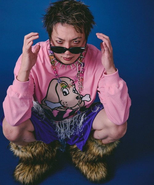 GALFY(ガルフィー)の「GALFY-ばーばの切り貼りリメイクロンTee(Tシャツ/カットソー・メンズ・ホワイト/ブラック/ピンク・L/XL/M)」の18枚目の写真