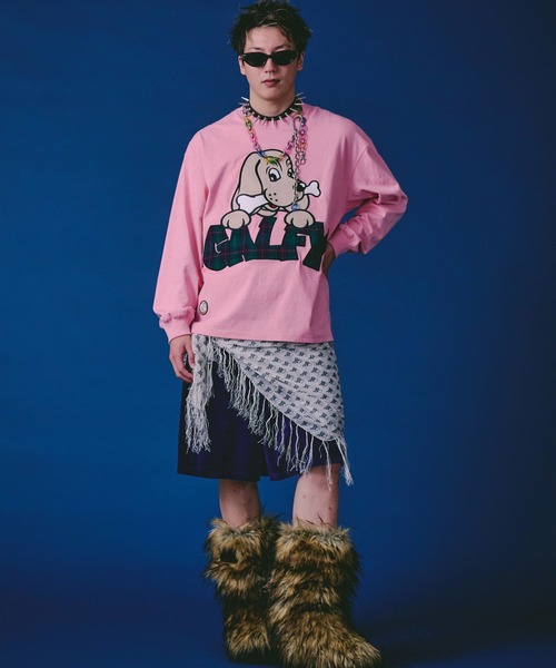 GALFY(ガルフィー)の「GALFY-ばーばの切り貼りリメイクロンTee(Tシャツ/カットソー・メンズ・ホワイト/ブラック/ピンク・L/XL/M)」の19枚目の写真