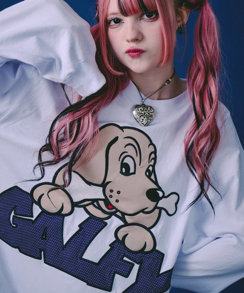 GALFY(ガルフィー)の「GALFY-ばーばの切り貼りリメイクロンTee(Tシャツ/カットソー・メンズ・ホワイト/ブラック/ピンク・L/XL/M)」の4枚目の写真