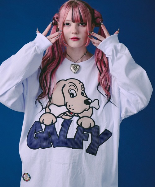 GALFY(ガルフィー)の「GALFY-ばーばの切り貼りリメイクロンTee(Tシャツ/カットソー・メンズ・ホワイト/ブラック/ピンク・L/XL/M)」の5枚目の写真