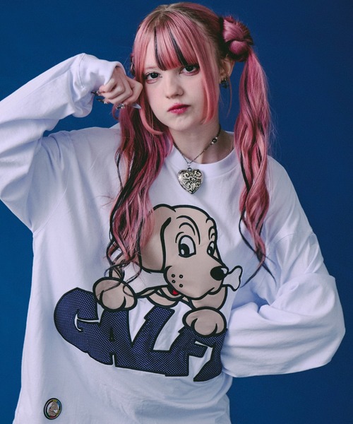 GALFY(ガルフィー)の「GALFY-ばーばの切り貼りリメイクロンTee(Tシャツ/カットソー・メンズ・ホワイト/ブラック/ピンク・L/XL/M)」の6枚目の写真