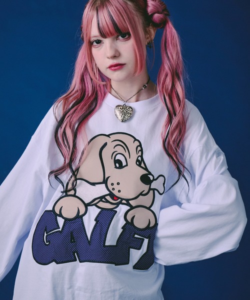 GALFY(ガルフィー)の「GALFY-ばーばの切り貼りリメイクロンTee(Tシャツ/カットソー・メンズ・ホワイト/ブラック/ピンク・L/XL/M)」の7枚目の写真